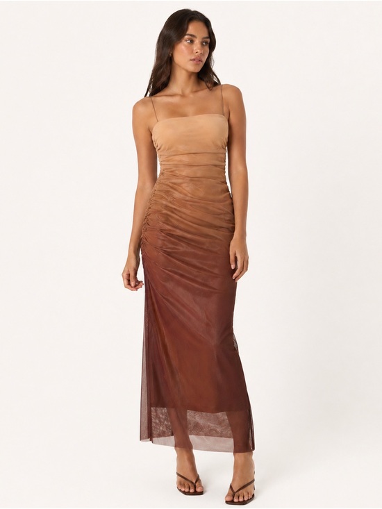 Zara Dresses & Skirts - Zara M Ombré Mesh Ruched Maxi Dress Y2K Minimalist